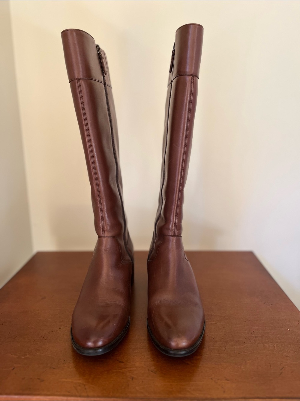 Cole Haan Women's Tall Leather Riding Boots - Chestnut
